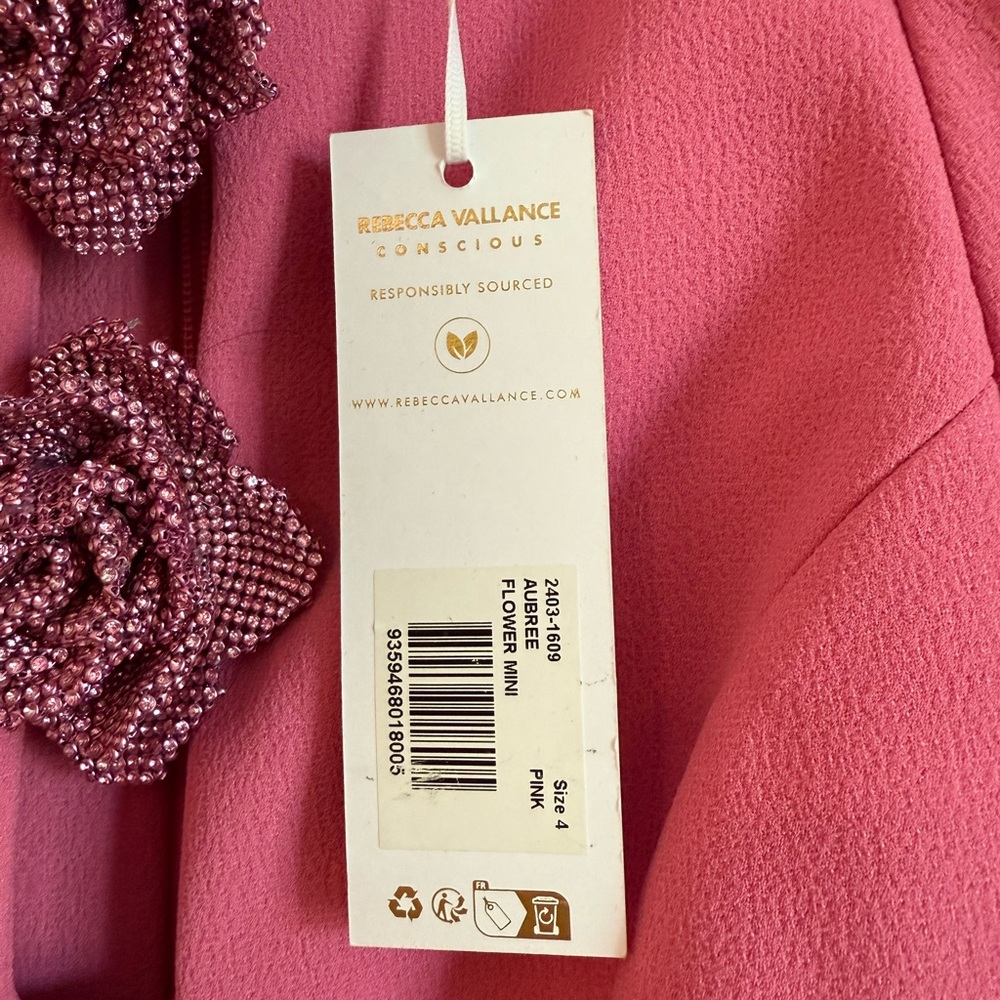 NWT Rebecca Vallance Aubree Flower Mini Dress with Beaded Floral Details Size 4 - Picture 4 of 5